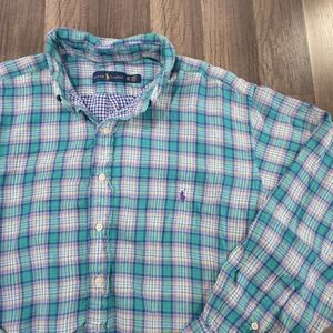 Ralph Lauren Lined Brushed Cotton Classic Long Sleeve Plaid Flannel Shirt. 2XB